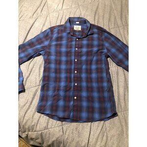 Bixby Nomad Plaid Button Up Shirt Men's Slim Fit Blue Red Cotton Size S